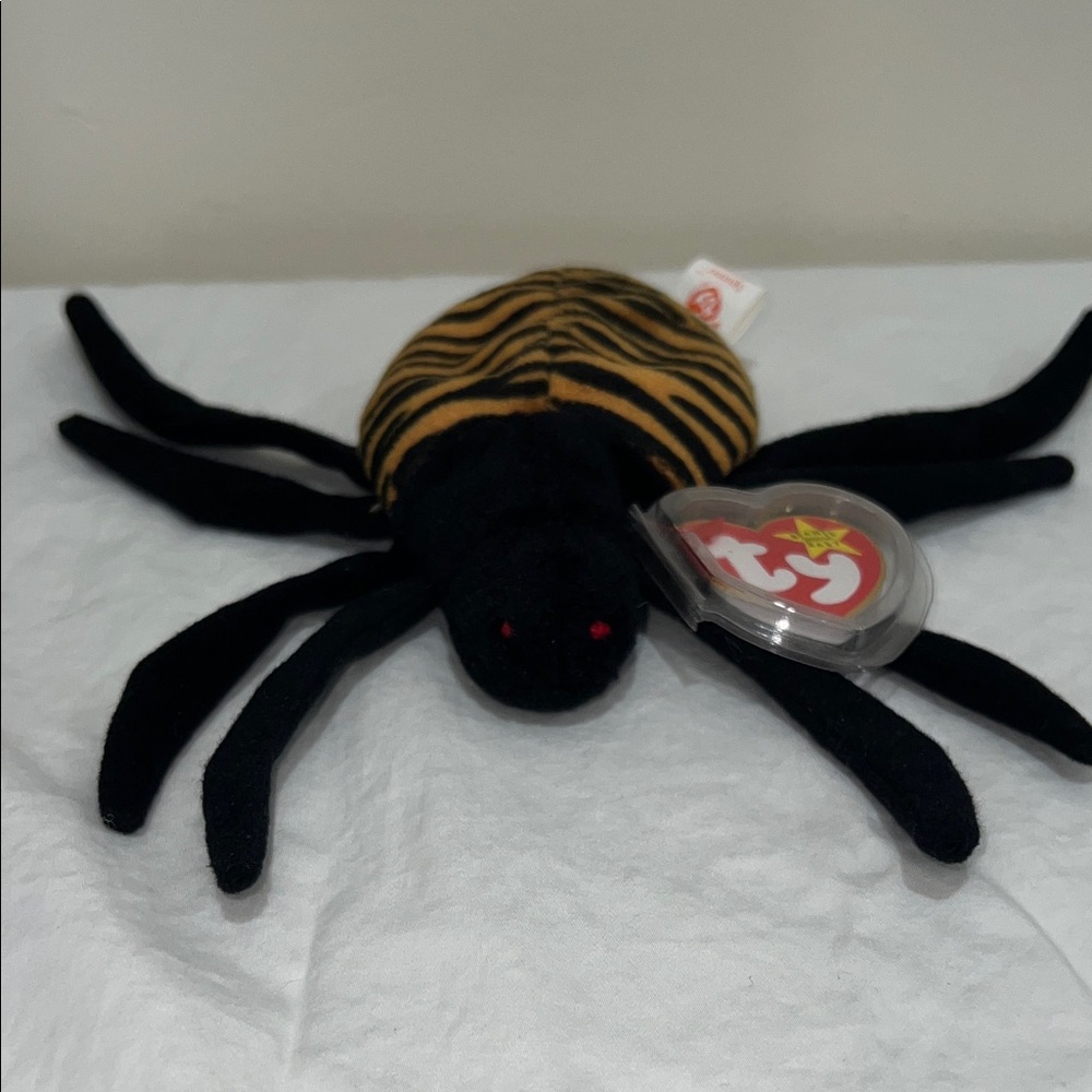 Ty Black and Gold Striped Spider Plush
